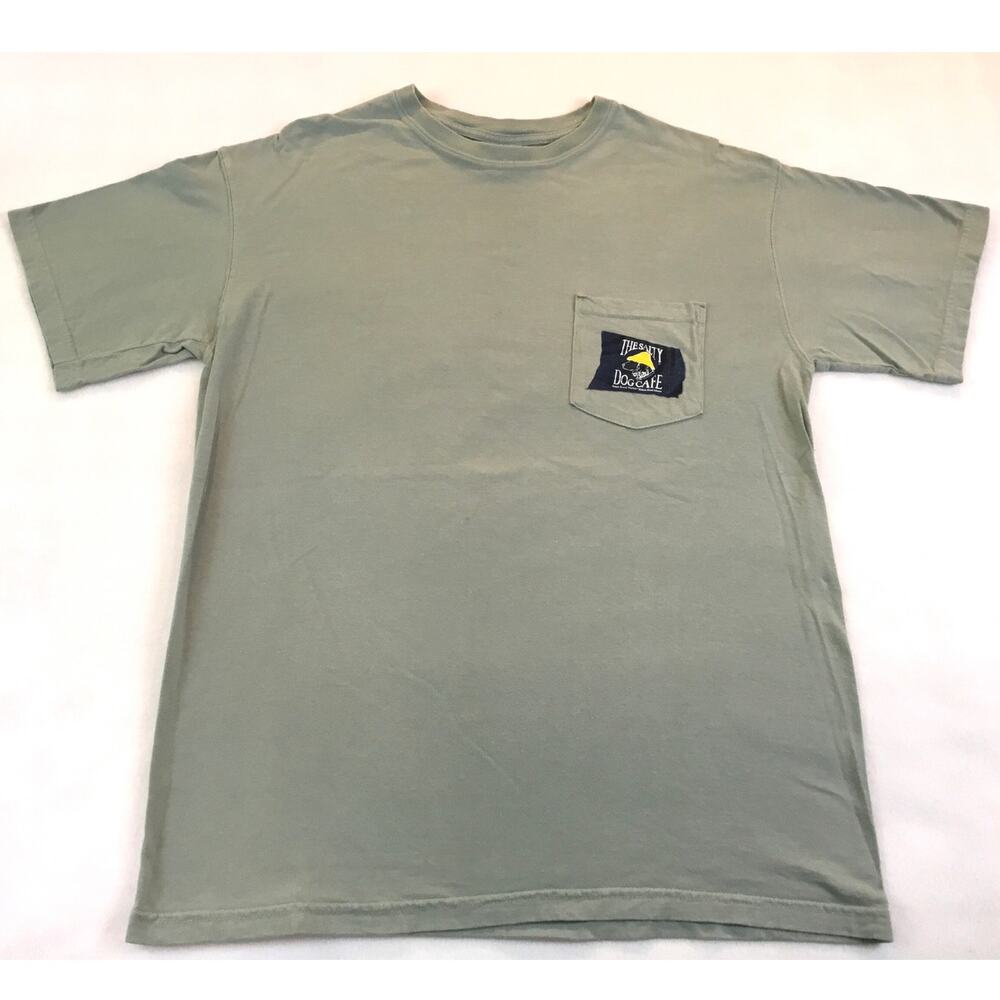 Salty Dog Cafe Pocket T-Shirt Ship Parrot Lead Dog Green Med